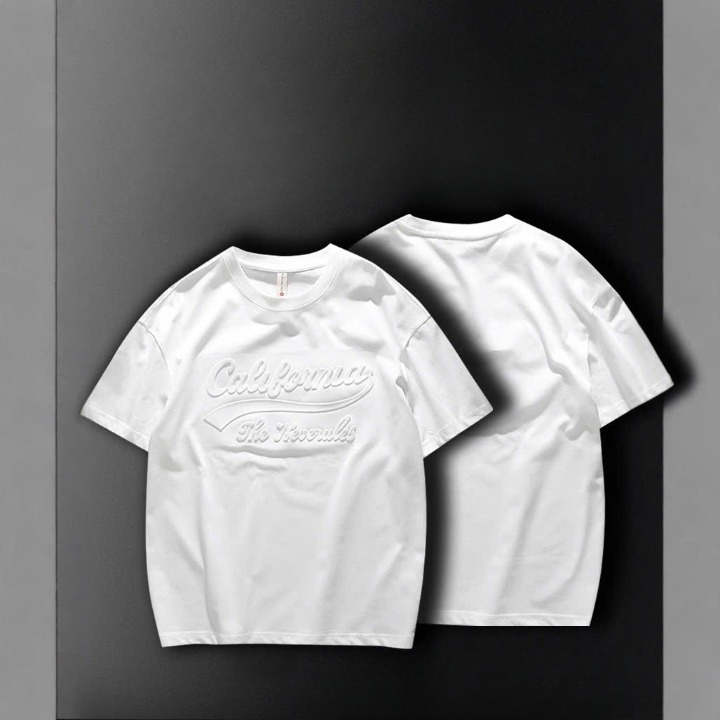Áo thun cổ tron dập nỗi chất vải 100% cotton - Ảnh 8