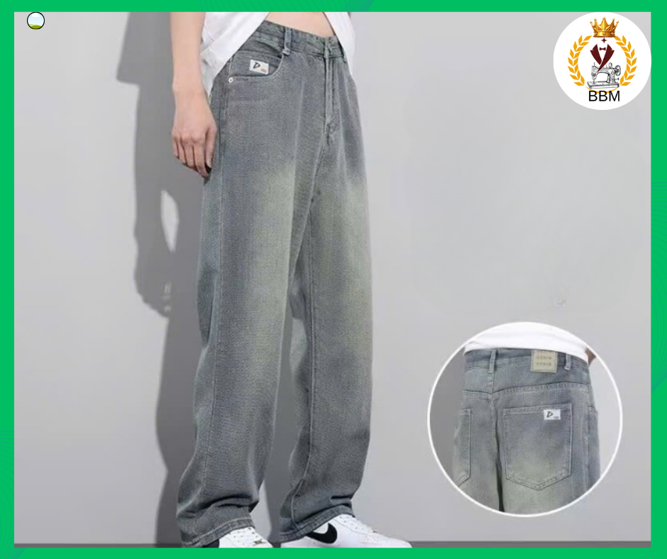 QUẦN JEAN NAM PHOM RỘNG ỐNG ĐỨNG CO GIẢN - Ảnh 4
